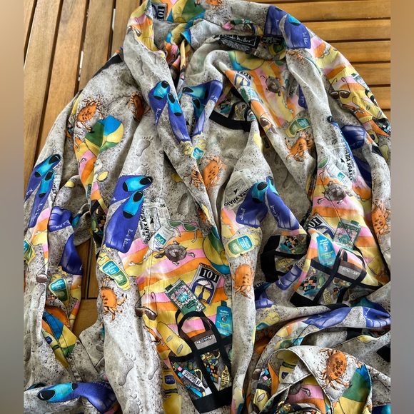 Nicole Miller Long Silk Robe Sz M Pockets Limited Ed Beach Vacation Vintage 90s - Picture 2 of 7